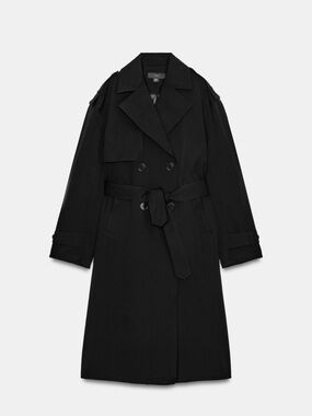 Zara size medium LONG BELTED WATER REPELLENT WINDPROOF TRENCH COAT